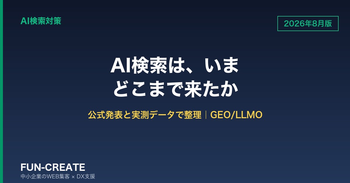【2026年8月版】AI検索はどこまで来たか|公式発表と検索行動の変化を一次情報で整理