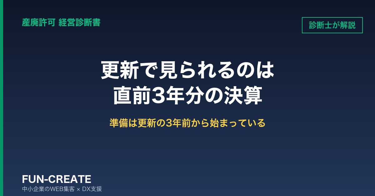 産廃許可の更新で見られるのは「直前3年分」の決算書｜準備は更新の3年前から始まっている