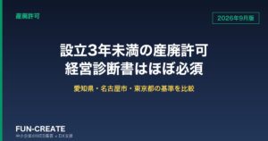 設立3年未満の産廃許可は経営診断書がほぼ必須｜愛知県・名古屋市・東京都の基準を比べる