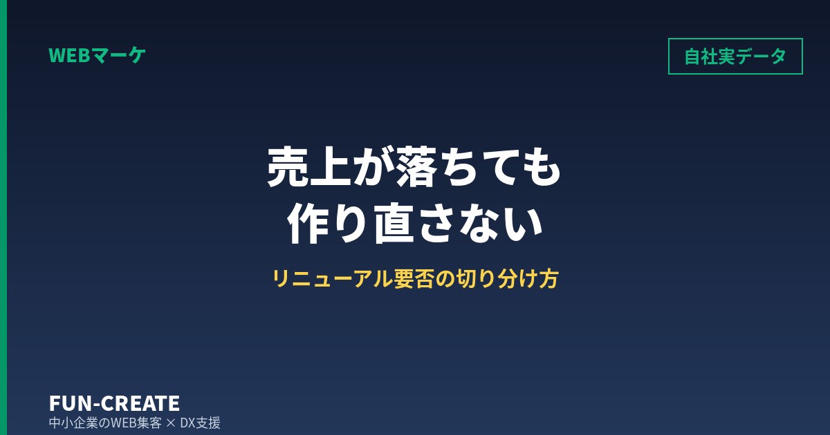 ホームページリニューアルの判断基準｜売上-27%でもサイトを作り直さなかった理由