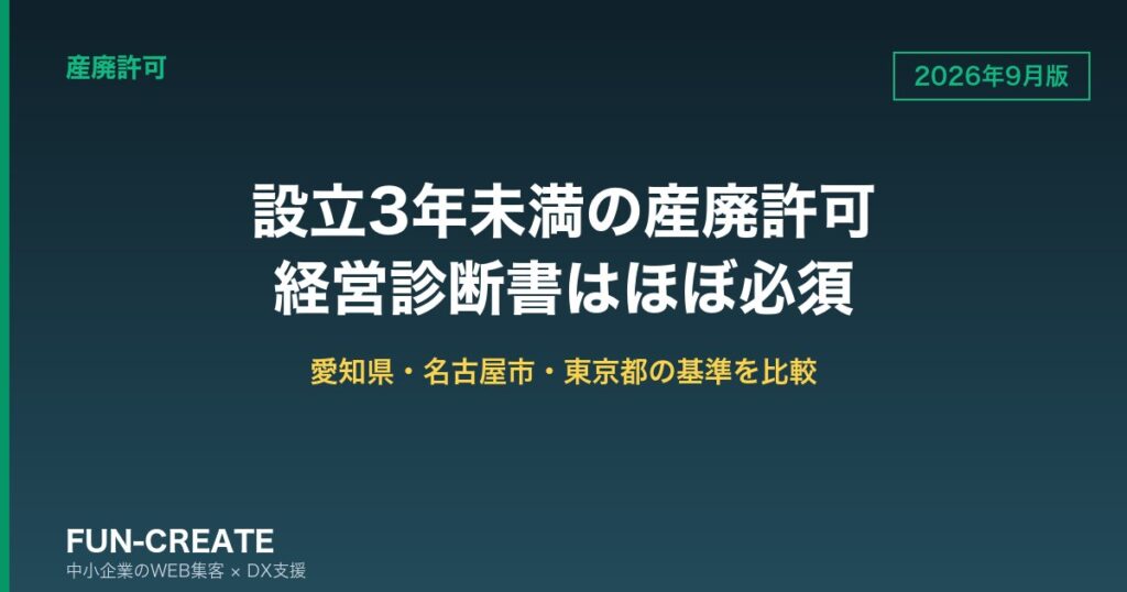 設立3年未満の産廃許可は経営診断書がほぼ必須｜愛知県・名古屋市・東京都の基準を比べる